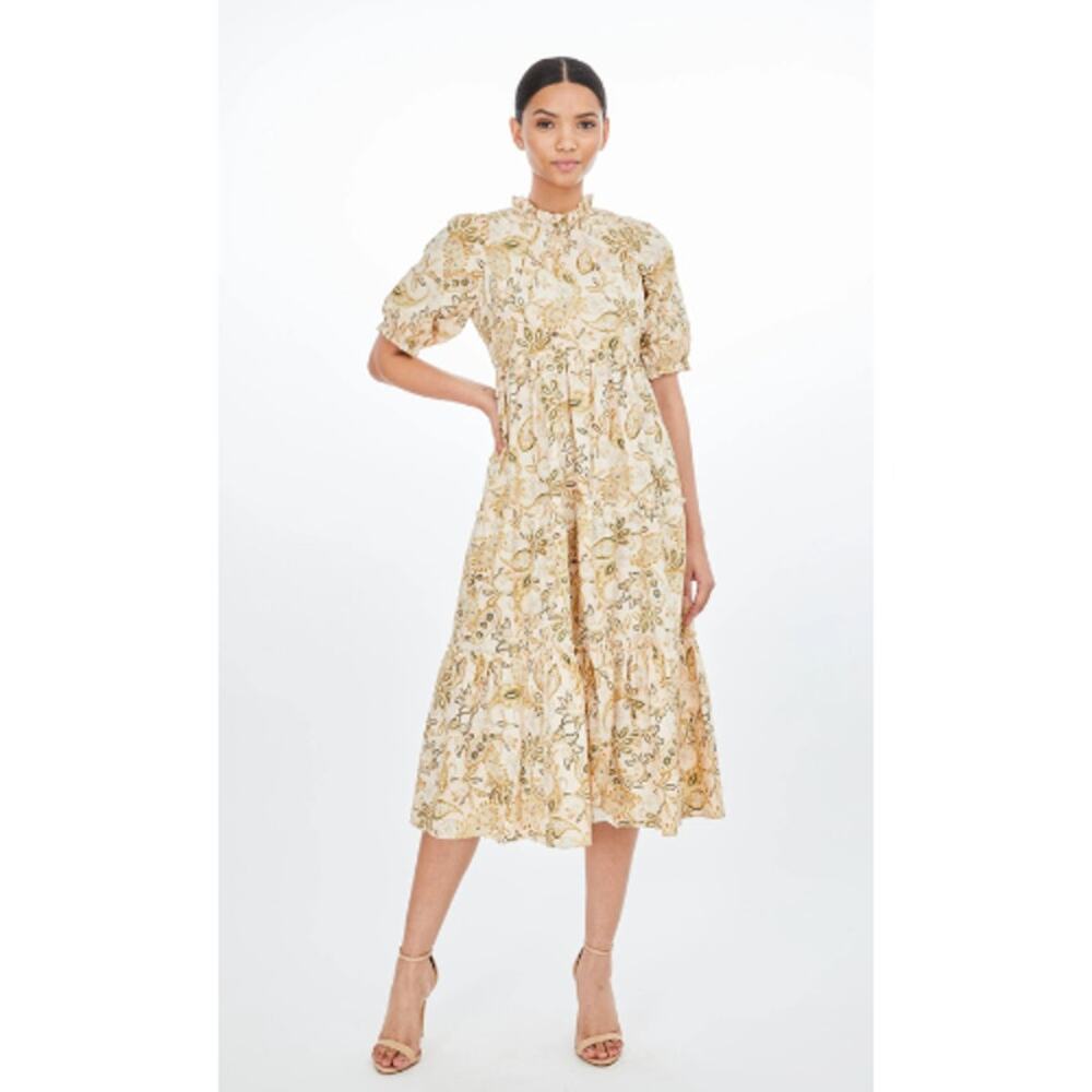 NEW Generation Love Maria Maxi Dress Paisley Floral Cotton Poplin Size XS‎ $365